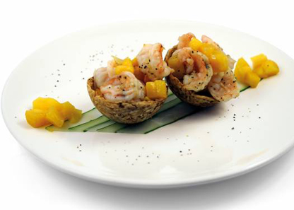 Mango Prawns with Yam Nest