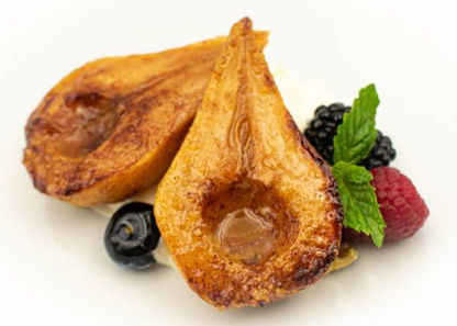 Roasted Cinnamon Pears with Vanilla Bean Mascarpone Cream