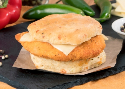 Breaded Chicken & Pepper-Jack on Biscuit